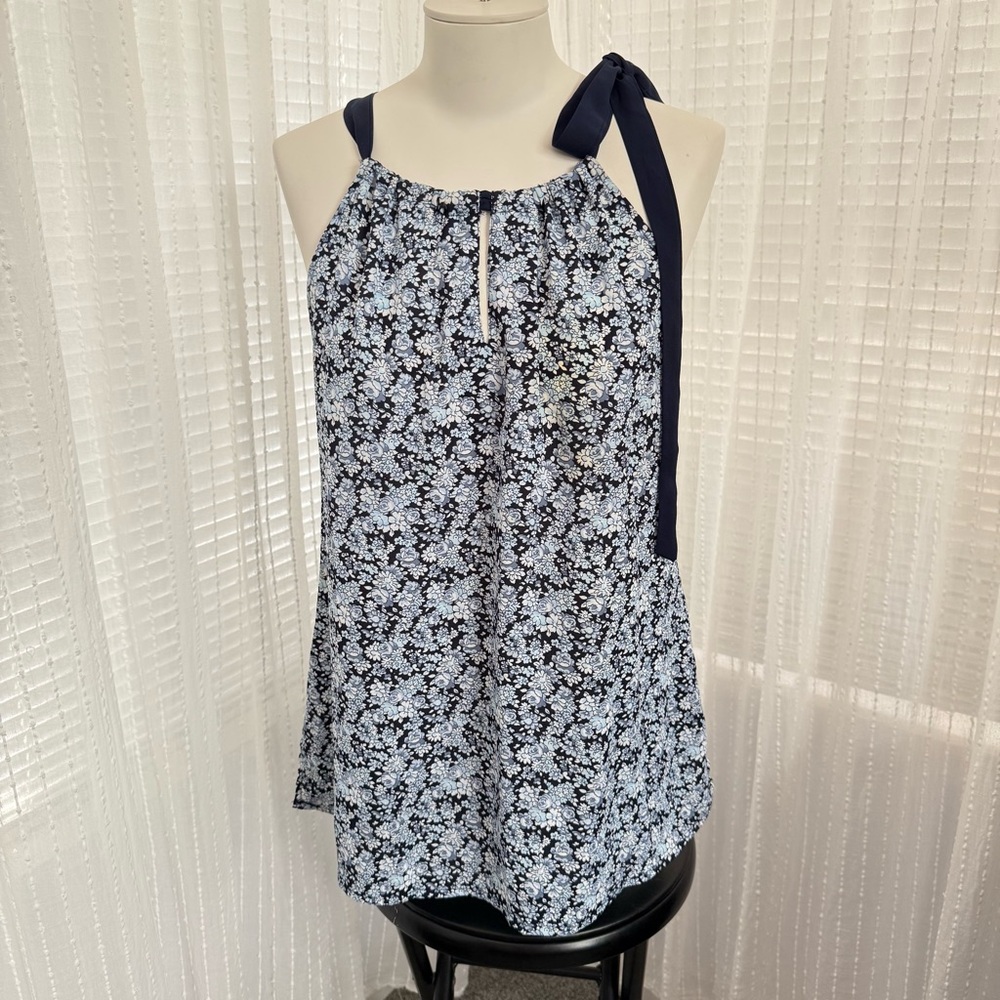 Soho Blue and Navy Floral Halter Camisole Size S